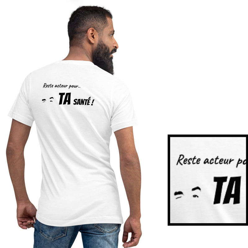 T-shirt blanc à Manches Courtes et Col V "clin d'oeil"