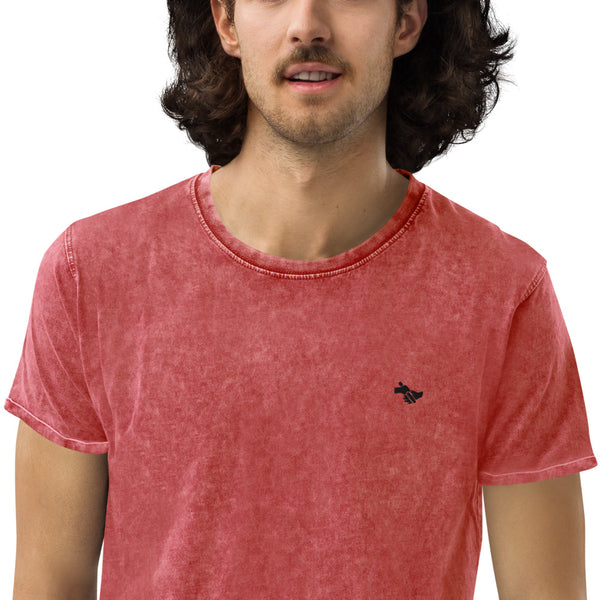 T-shirt en jean brodé "red - black"