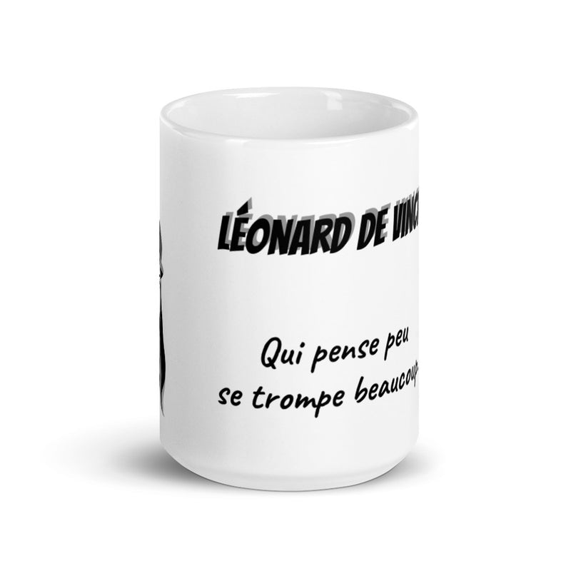 Mug Blanc "Léonard de Vinci - qui pense peu..".